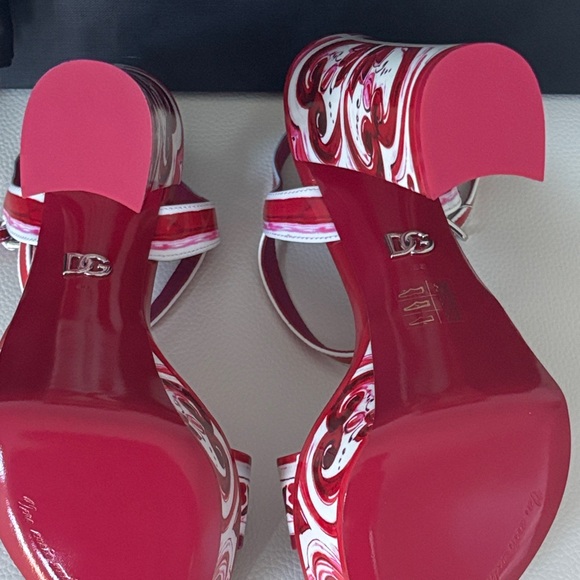 💯 Authentic DOLCE &GABBANA Keira Maiolica Leather Fuchsia &White Platform Sandal - Picture 15 of 17